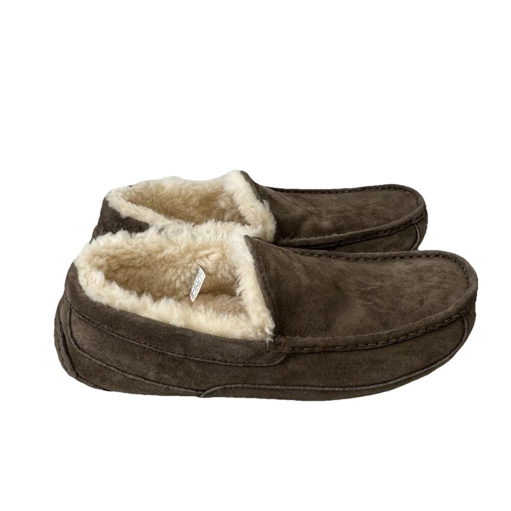 UGG Australia 5775 Ascot Brown Suede Sheepskin Mocs Slippers Shoes Size 11 Dad